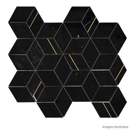 Porcelanato 34,5X36,9cm Acetinado Ret Contos Preto