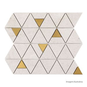 Mosaico de Pedra Contos Acetinado Tri Soft Beige Mix - 29,2cmx36,5cm Ret