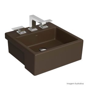 Cuba-de-Semiencaixe-Deca-com-Mesa-Quadrada-Marrom-Fosco---Deca---L.830.22---Fundo-Branco-Produto-com-item-complementar-posicionada-na-diagonal-direita-e-fechado-ou-produto-redondo