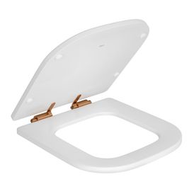 Assento Poliéster Slow Close com Microban para Bacias Piano Branco / Gold Matte
