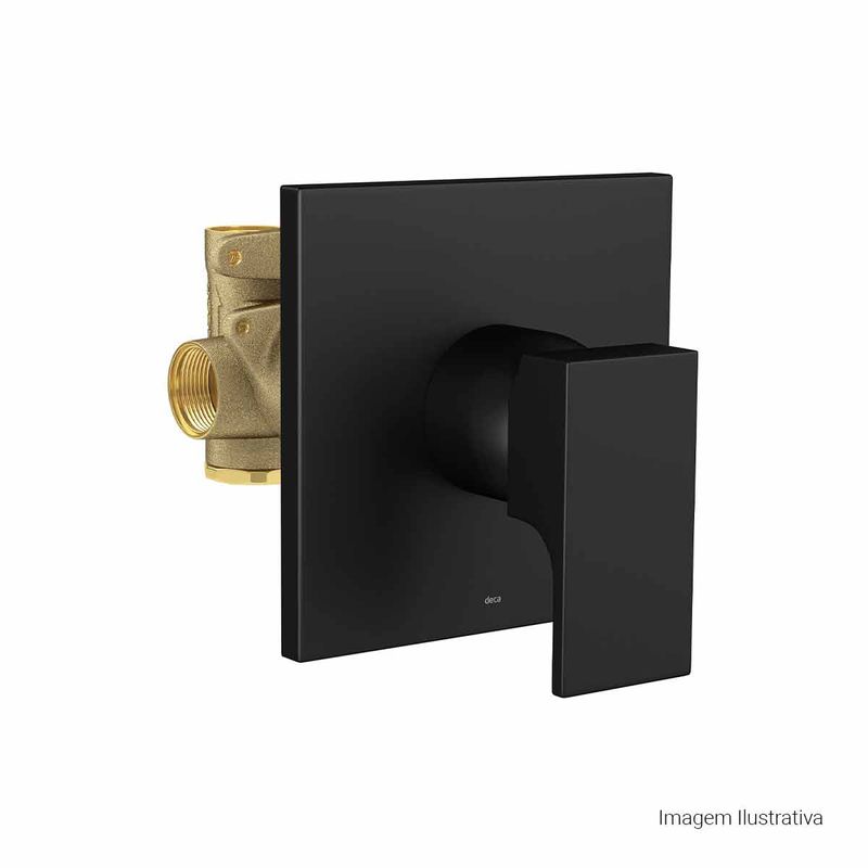 Misturador-Monocomando-Deca-de-Chuveiro-para-Alta-e-Baixa-Pressao-Unic-Black-Matte---Deca---2993.BL90.034.MT---Fundo-Branco-Produto-com-item-complementar-posicionada-na-diagonal-direita-e-fechado-ou-produto-redondo