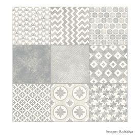 Porcelanato Decorado Natural 60x60cm Cinza - Portinari Lisboa Sgr Nat Esmaltado Retificado