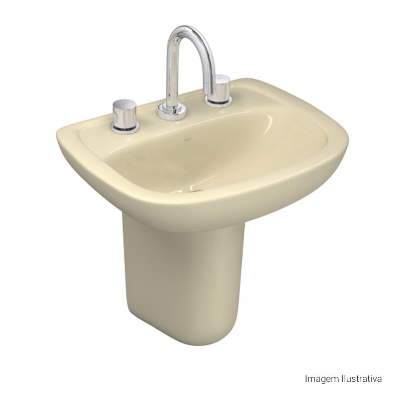 Lavatorio-Deca-Aspen-Vogue-Plus-Creme---Deca---L.510.37---Fundo-Branco-Produto-com-item-complementar-posicionada-na-diagonal-direita-e-fechado-ou-produto-redondo