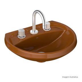 Lavatorio-Deca-Izy-e-Ravena-Caramelo---Deca---L.915.23---Fundo-Branco-Produto-com-item-complementar-posicionada-na-diagonal-direita-e-fechado-ou-produto-redondo