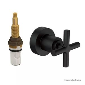 Acabamento para Registro de Pressão Até 1 com Mecanismo 1/2 Volta Duna Clássica Black Matte