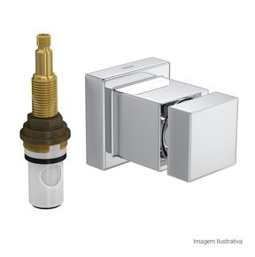 Acabamento-para-Registro-de-Pressao-Deca-1-2--e-3-4--com-Mecanismo-1-2-Volta-Cubo-Cromado---Deca---4916.C86.PQ---Fundo-Branco-Produto-com-item-complementar-posicionada-na-diagonal-direita-e-fechado-ou-produto-redondo