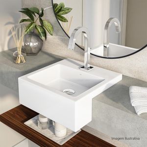 Cuba de Semiencaixe Deca com Mesa Quadrada Branco Fosco