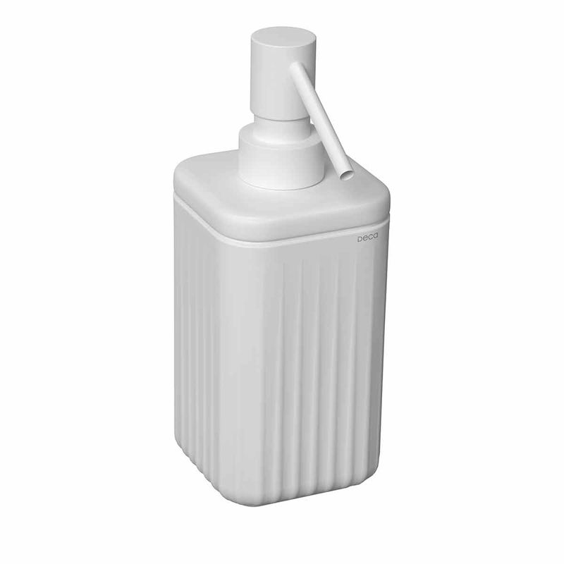 Porta-Sabao-Liquido-Deca-Quadrado-Senses-Branco-Fosco---Deca---1003.QUA.BRFC---Fundo-Branco-Produto-Principal-SKU-posicionada-na-diagonal-direita-ou-redondo-e-produto-fechado
