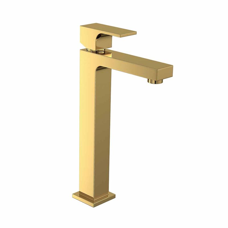Misturador-Monocomando-Deca-de-Mesa-Bica-Alta-para-Lavatorio-Unic-Gold---Deca---2885.GL90---Fundo-Branco-Produto-Principal-SKU-posicionada-na-diagonal-direita-ou-redondo-e-produto-fechado