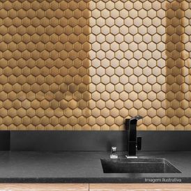 Porcelanato Monocromatico Lux 27x30,8cm Metalizado - Portinari Mc Acordes Ouro Esmaltado Bold