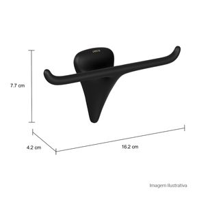 Cabide-Deca-Duplo-Jader-Almeida-Black-Matte---Deca---2062.BL100.MT---Fundo-Branco-Medida-Foto-com-medidas-Produto-unico-ou-multiplos