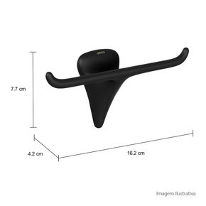 Cabide-Deca-Duplo-Jader-Almeida-Black-Matte---Deca---2062.BL100.MT---Fundo-Branco-Medida-Foto-com-medidas-Produto-unico-ou-multiplos