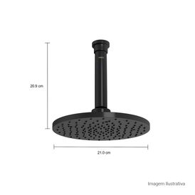 Chuveiro com Tubo de Teto Aquamax Black Noir