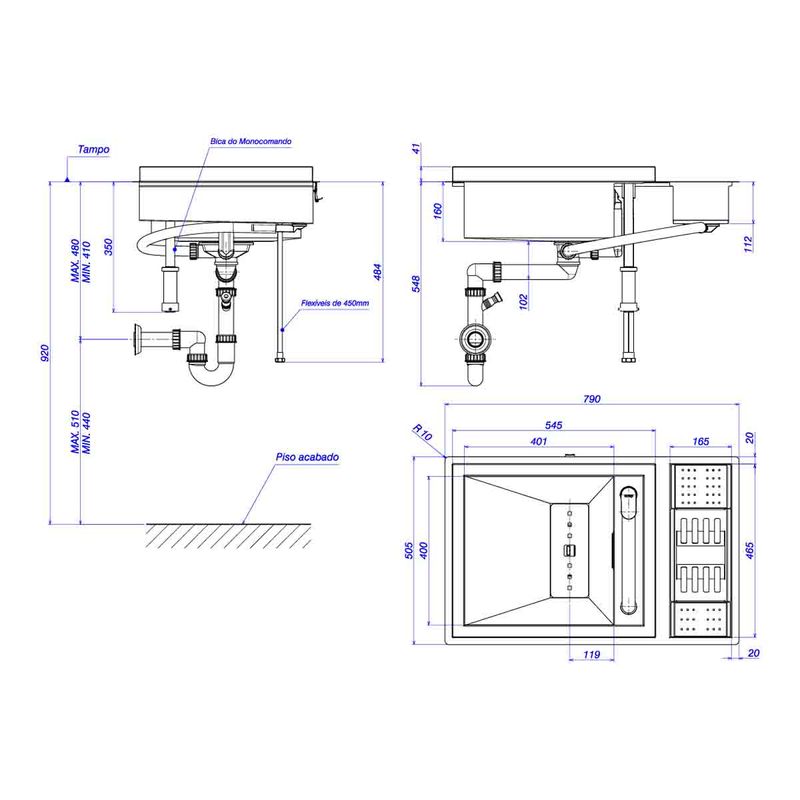 Cuba-de-Sobrepor-Deca-para-Cozinha-em-InoxSupra-Inox---Deca---CC.650.79.SUP.INX---Fundo-Branco-Medida-Imagem-do-Desenho-tecnico-de-engenharia