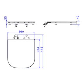 Assento-Deca-em-Poliester-Slow-Close-com-Microban-para-Bacias-Piano-Marrom-Fosco-e-Cromado---Deca---AP.337.22---Fundo-Branco-Medida-Imagem-do-Desenho-tecnico-de-engenharia