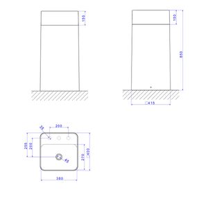 Cuba de Piso Deca com Mesa Quadrada Branco