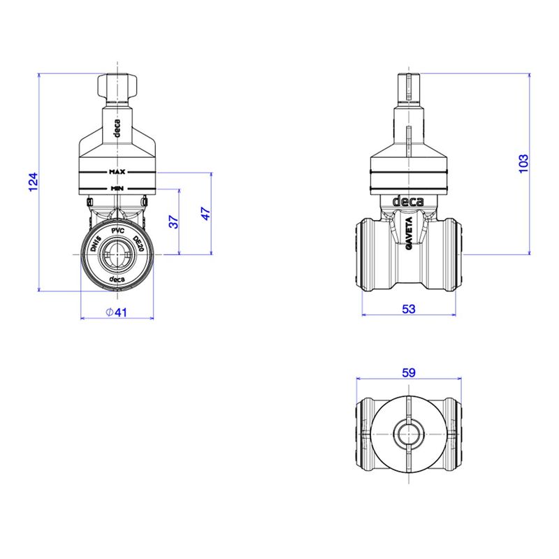Base-para-Registro-de-Gaveta-Deca-para-Pvc-20mm----Deca---4509.102.PVC---Fundo-Branco-Medida-Imagem-do-Desenho-tecnico-de-engenharia