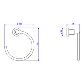 Porta Toalha Argola Slim Black Matte