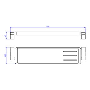 Prateleira-Deca-em-Resina-Liv-Cromado---Deca---2030.C22---Fundo-Branco-Medida-Imagem-do-Desenho-tecnico-de-engenharia