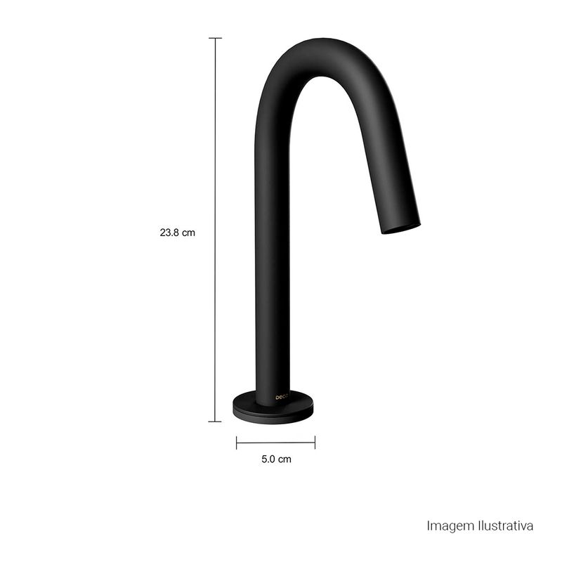 Torneira-Deca-de-Mesa-Bica-Baixa-Touchless-para-Lavatorio-Curve-Black-Matte---Deca---1785.BL.CRV.MT.SNS---Fundo-Branco-Medida-Foto-com-medidas-Produto-unico-ou-multiplos