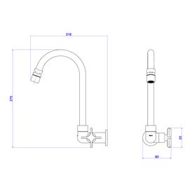 Torneira de Parede para Cozinha Bica Movel Flex - Cromado