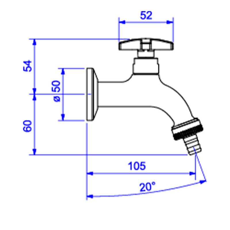 Torneira-Deca-para-Jardim-e-Tanque-com-Adaptador-de-Mangueira-MaxCromado---Deca---1153.C34---Fundo-Branco-Medida-Imagem-do-Desenho-tecnico-de-engenharia