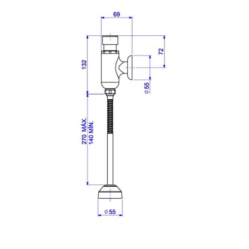 Valvula-para-Mictorio-Deca-com-Fechamento-Automatico-Decamatic-Eco-Cromado---Deca---2573.C---Fundo-Branco-Medida-Imagem-do-Desenho-tecnico-de-engenharia