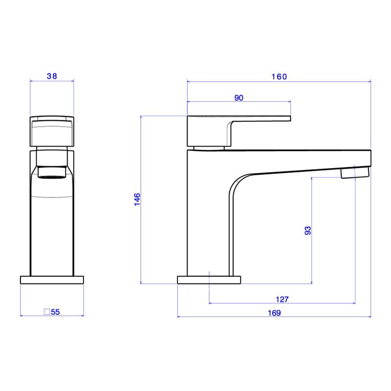 Kit-Torneira-Deca-com-2-Acabamento-para-Lavabo-Level-Cromado---Deca---1197.C26.KIT2---Fundo-Branco-Medida-Imagem-do-Desenho-tecnico-de-engenharia