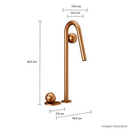 Monocomando de Mesa Bica Alta para Lavatório Gold Matte