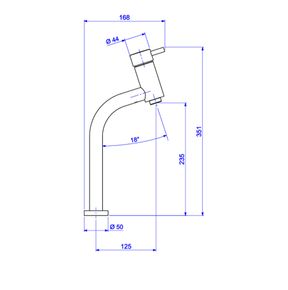 Misturador-Monocomando-Deca-de-Mesa-Bica-Alta-para-Lavatorio-Link-Cromado---Deca---2885.C.LNK---Fundo-Branco-Medida-Imagem-do-Desenho-tecnico-de-engenharia