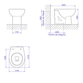 Bacia-Convencional-Deca-Studio-Kids-Branco---Deca---PI.16.17---Fundo-Branco-Medida-Imagem-do-Desenho-tecnico-de-engenharia