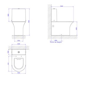 Bacia-para-Caixa-Acoplada-Deca-Wish-Branco-e-Cromado---Deca---P.280.17---Fundo-Branco-Medida-Imagem-do-Desenho-tecnico-de-engenharia