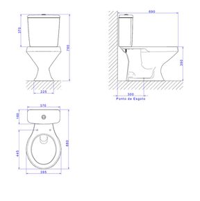 Bacia-para-Caixa-Acoplada-Deca-Ravena-Ebano---Deca---P.909.95---Fundo-Branco-Medida-Imagem-do-Desenho-tecnico-de-engenharia