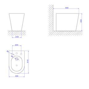 Bide-Deca-3-Furos-Lk-Marrom-Fosco---Deca---B.23.22---Fundo-Branco-Medida-Imagem-do-Desenho-tecnico-de-engenharia