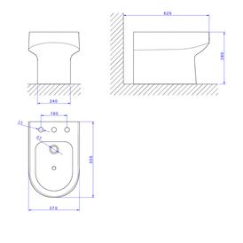 Bidê 3 Furos Carrara Creme