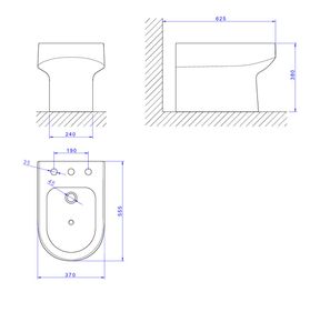 Bide-Deca-3-Furos-Carrara-Creme---Deca---B.60.37---Fundo-Branco-Medida-Imagem-do-Desenho-tecnico-de-engenharia