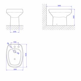 Bidê 3 Furos Monte Carlo Ébano