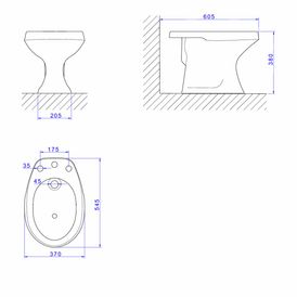 Bidê 3 Furos Ravena Creme