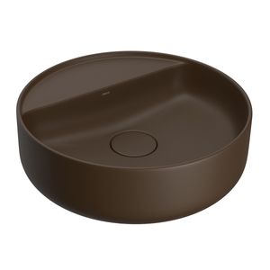 Cuba Redonda de Apoio 40cm com Deck Marrom Fosco
