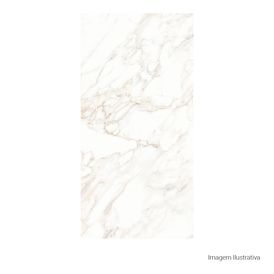 Porcelanato Polido Marmorizado 120x240cm Branco - Portinari Monumental Calacata Wh Pol Retificado