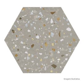 Porcelanato Decorado Natural 17,5x17,5cm Cinza - Ceusa Confete Hexa Gr Mix Nat Esmaltado Bold