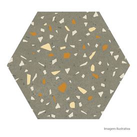 Porcelanato Decorado Natural 17,5x17,5cm Verde - Ceusa Confete Hexa Dgn Mix Nat Esmaltado Bold
