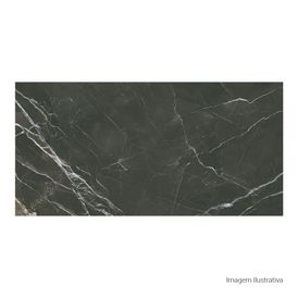 Porcelanato Polido Marmorizado 80x160cm Preto - Portinari Monte Etna Marble Bk Pol Retificado