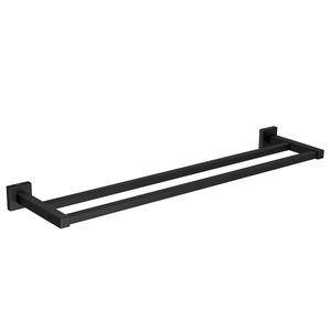 Porta Toalha com Barra Dupla Quadratta Black Matte