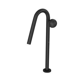 Torneira-Deca-de-Mesa-Bica-Alta-Touchless-para-Lavatorio-com-Textura-Orbe-Black-Matte---Deca---1189.BL103.MT.T05---Fundo-Branco-Produto-Principal-SKU-posicionada-na-diagonal-esquerda