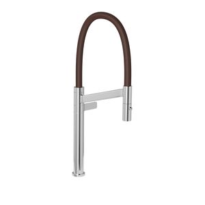 Toneira de Mesa para Cozinha Bica Alta Colore Cromado e Marrom