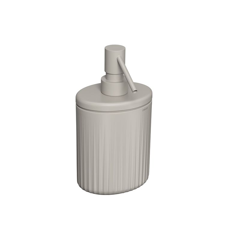 Porta-Sabao-Liquido-Deca-Oval-Senses-Amendoa-Fosco---Deca---1003.OVL.AMFC---Fundo-Branco-Produto-Principal-SKU-posicionada-na-diagonal-direita-ou-redondo-e-produto-fechado