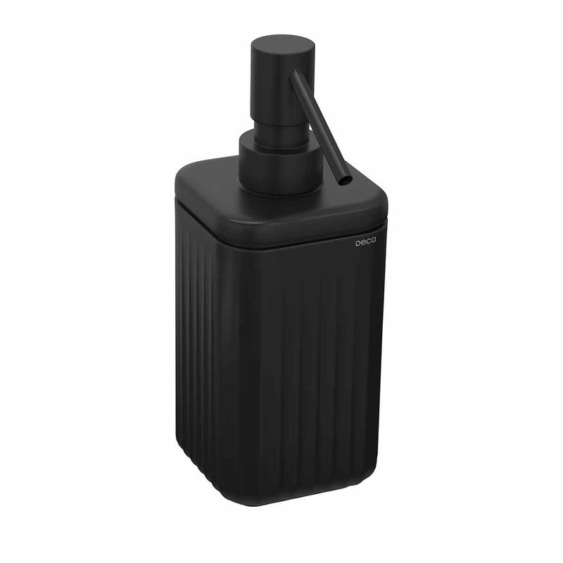 Porta-Sabao-Liquido-Deca-Quadrado-Senses-Preto-Fosco---Deca---1003.QUA.PTFC---Fundo-Branco-Produto-Principal-SKU-posicionada-na-diagonal-direita-ou-redondo-e-produto-fechado