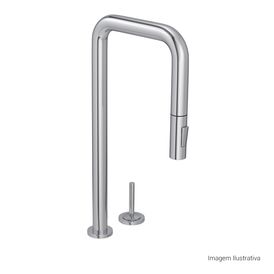 Monocomando de Bancada para Cozinha Bica Alta Reta com Acionamento Joystick Cromado