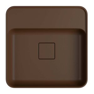 Cuba Quadrada de Apoio 40cm com Deck Marrom Fosco